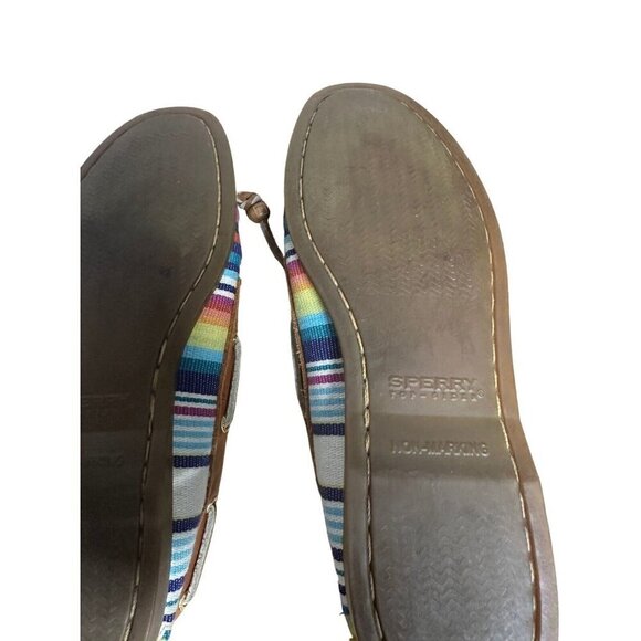 Sperry Top-Sider Womens 8M Rainbow‎ Striped Leather Boat Shoes Slip On Madras - Picture 7 of 7